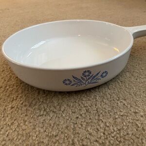 Blue cornflower Corningware frying pan w/ stainless steel bottom